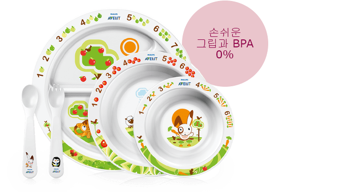 필립스 아벤트 유아용 식기 세트 간편한 손잡이, BPA 불포함